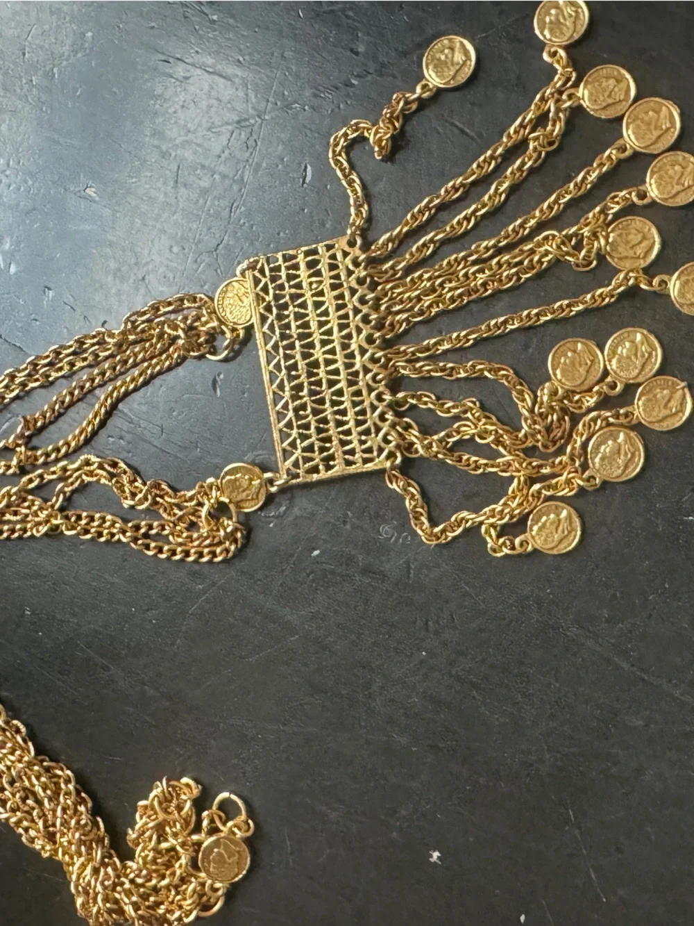 Gold-Tone Fringe Pendant Necklace - Women Jewelry